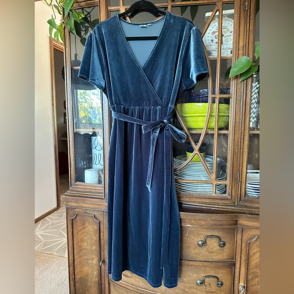GAP Maternity Blue Velvet Dress